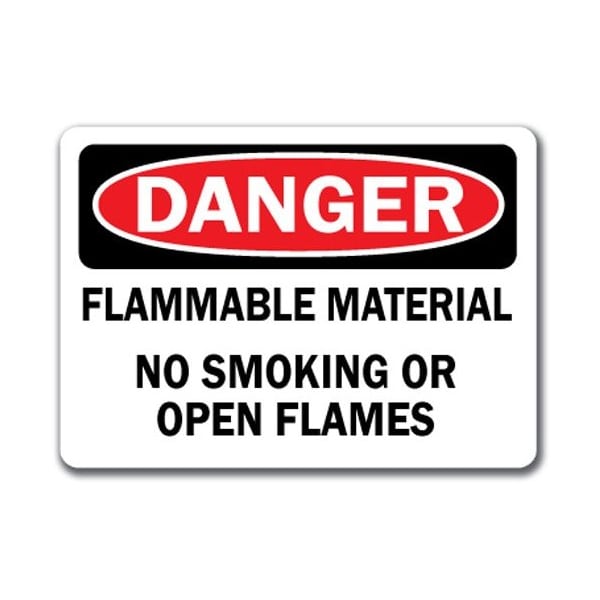 Signmission Danger Sign-Flammable Material No Smoking Or Flames-10x14 OSHA, 10" L, 14" H, DS- Flammable Material DS- Flammable Material - main